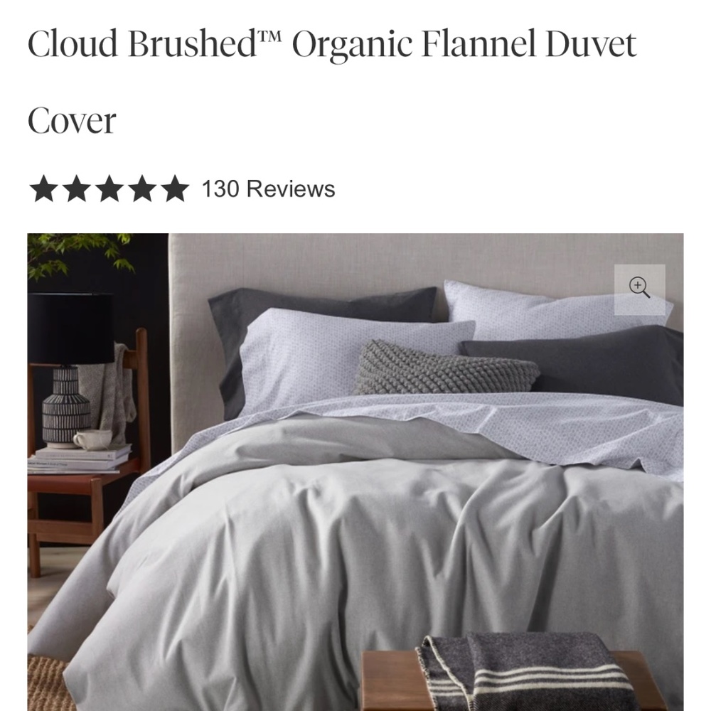 Coyuchi Cloud Brushed™ Organic Flannel Duvet Cover plus shams